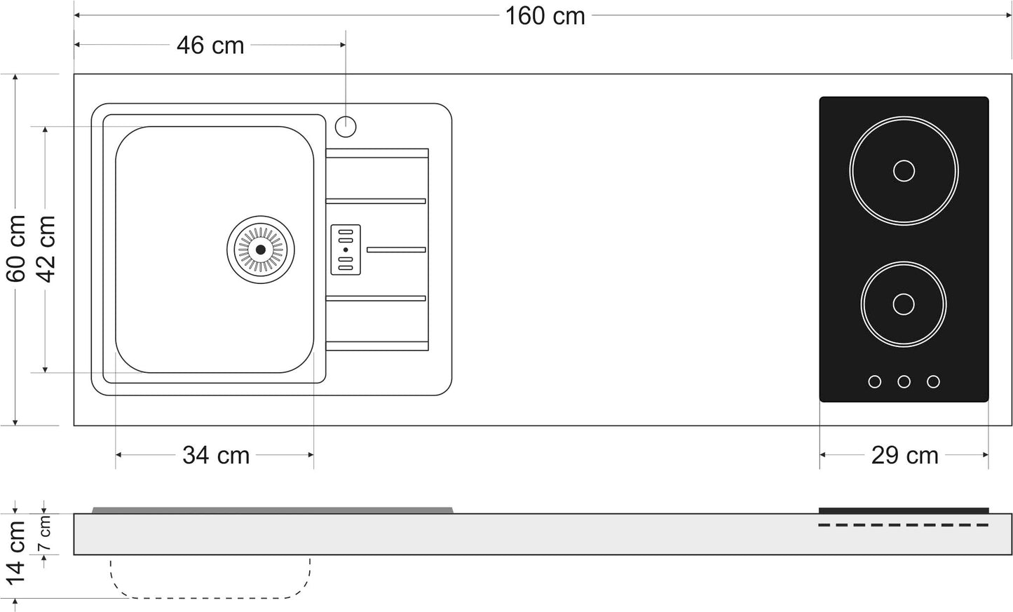 Minicucina Premiumline MPGG160 - 160 cm