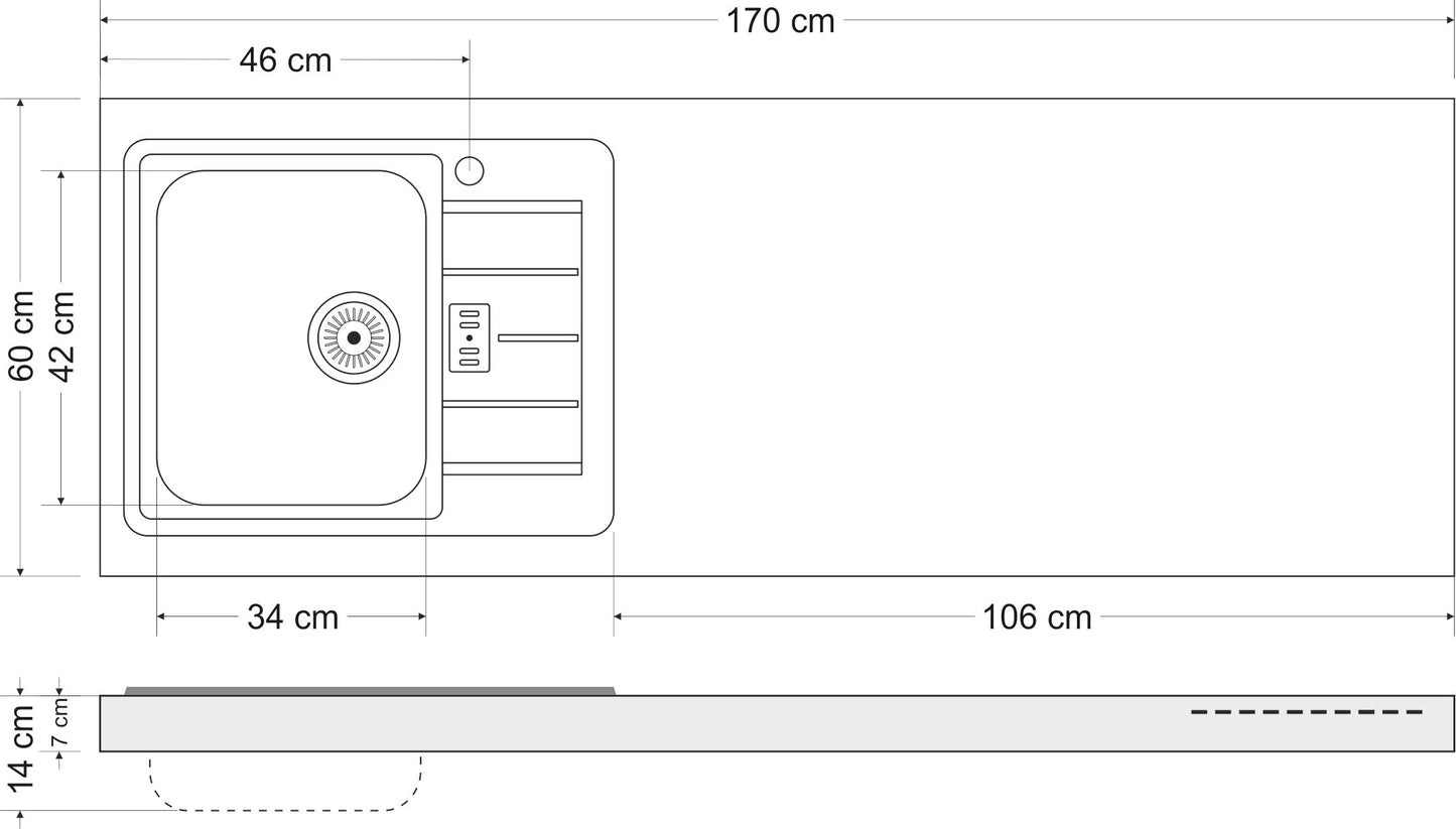 Minicucina Premiumline MPGG170 - 170 cm