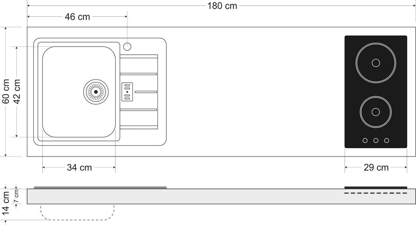 Minicucina Premiumline MPGG180 - 180 cm