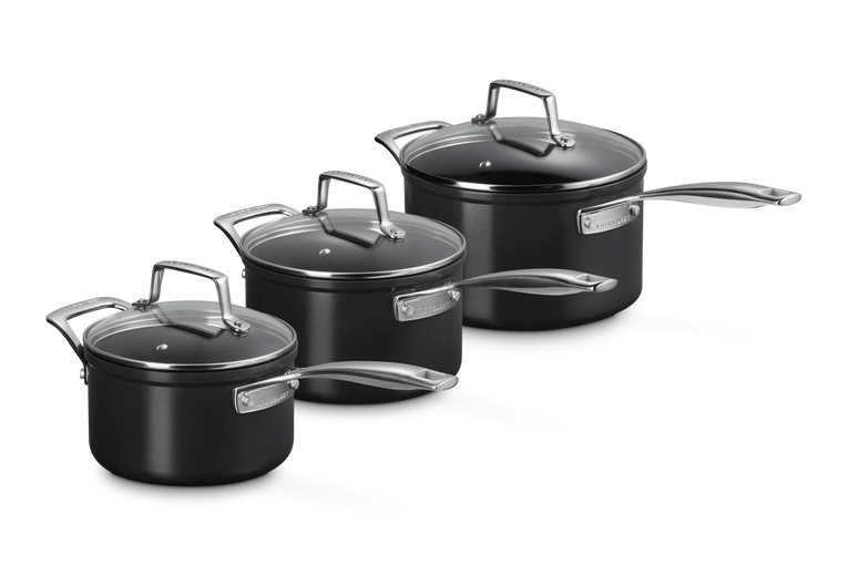 Set 3 pz. Casseruole con Manico Lungo 16/18/20 cm Antiaderente con Rivestimento in Ceramica