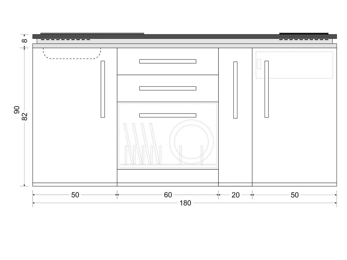 Minicucina Designline MDGS180A - 180 cm