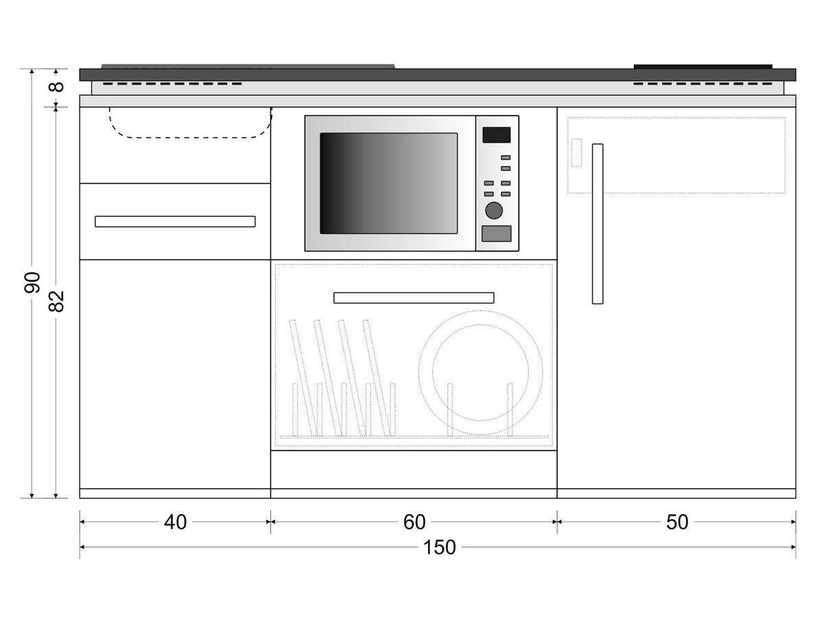 Minicucina Designline MDGSM150 - 150 cm