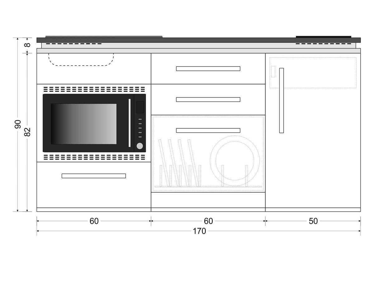 Minicucina Designline MDGSMOS170 - 170 cm