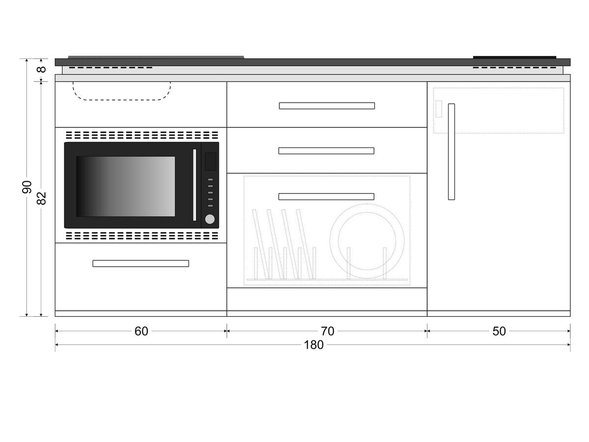 Minicucina Designline MDGSMOS180 - 180 cm