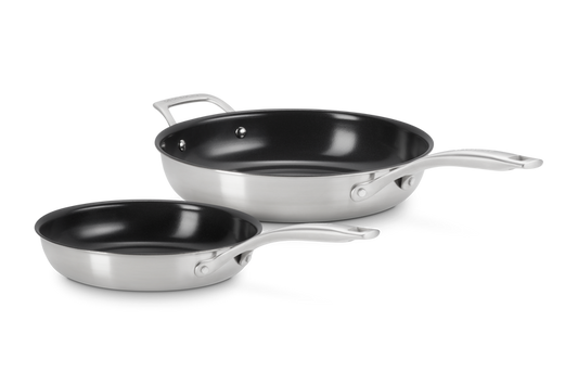 Set Padelle Basse Acciaio Inox Essential con interno antiaderente