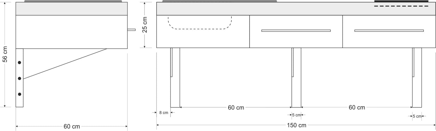 Minicucina Easy Move - senza barriere DAK 150 - 150 cm - regolazione elettrica