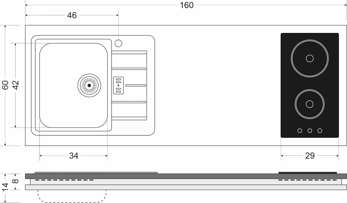 Minicucina Designline MDGG160 - 160 cm