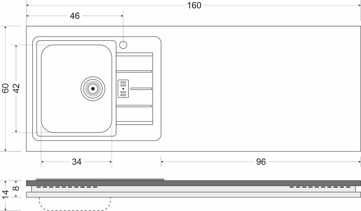 Minicucina Designline MDGG160 - 160 cm
