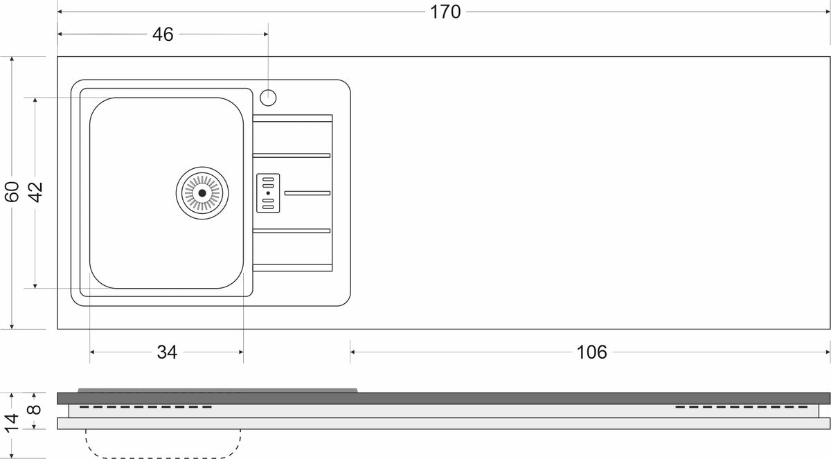 Minicucina Designline MDGG170 - 170 cm