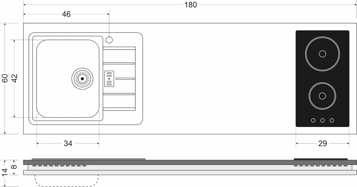 Minicucina Designline MDGG180A - 180 cm