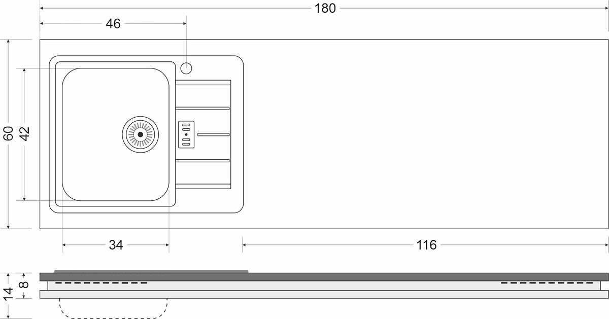 Minicucina Designline MDGG180A - 180 cm