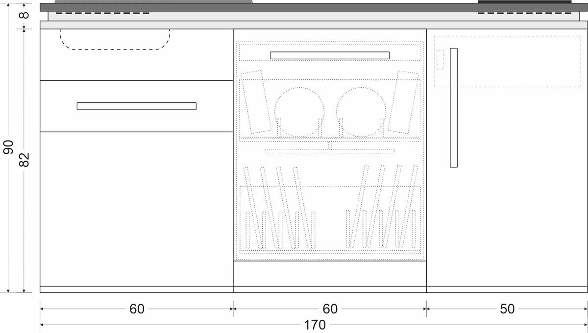 Minicucina Designline MDGG170 - 170 cm