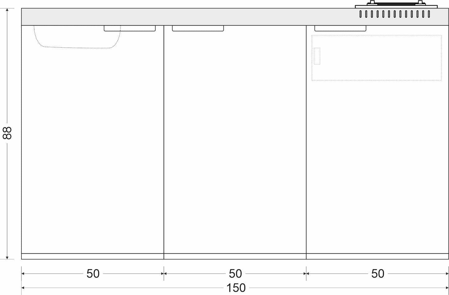 Minicucina Kitchenline MK150 - 150 cm