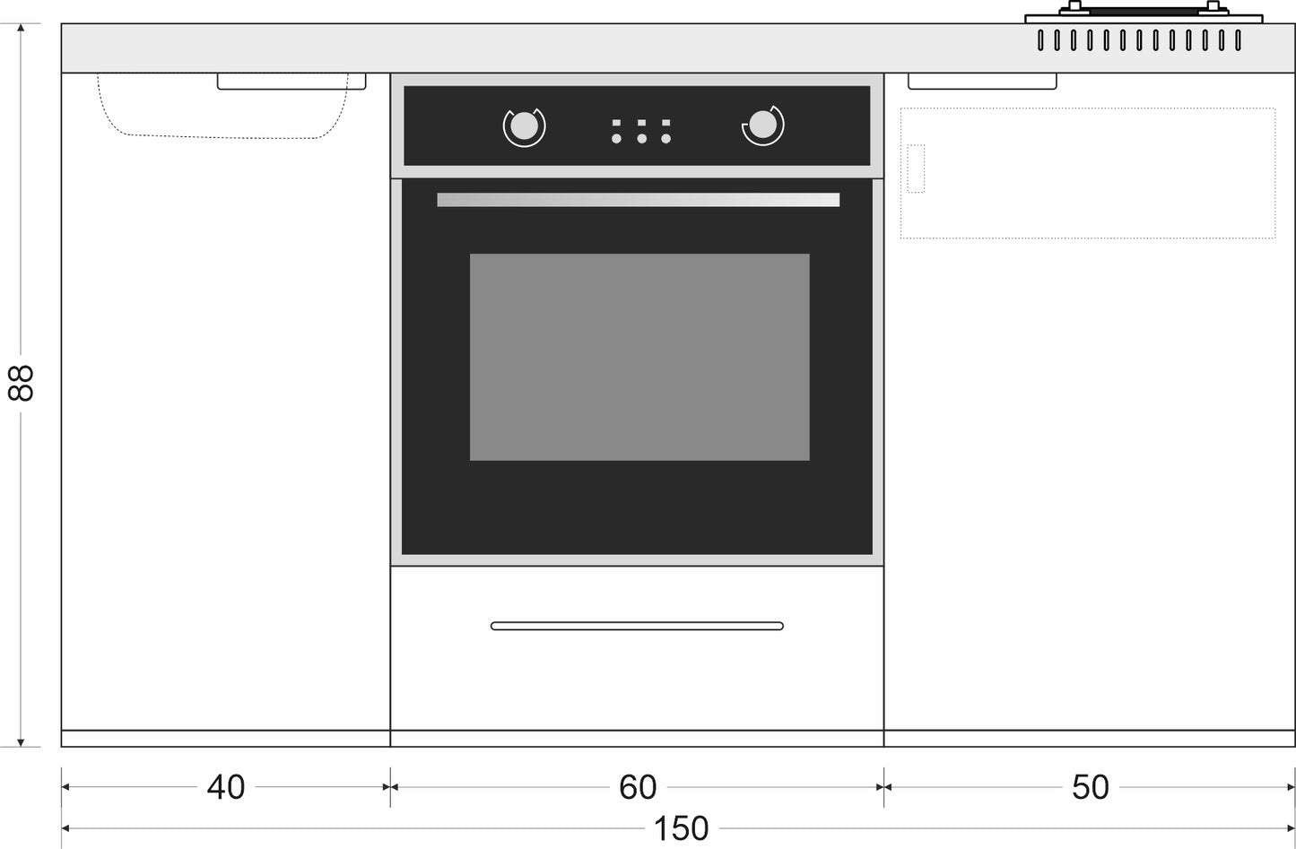 Minicucina Kitchenline MKB150 - 150 cm
