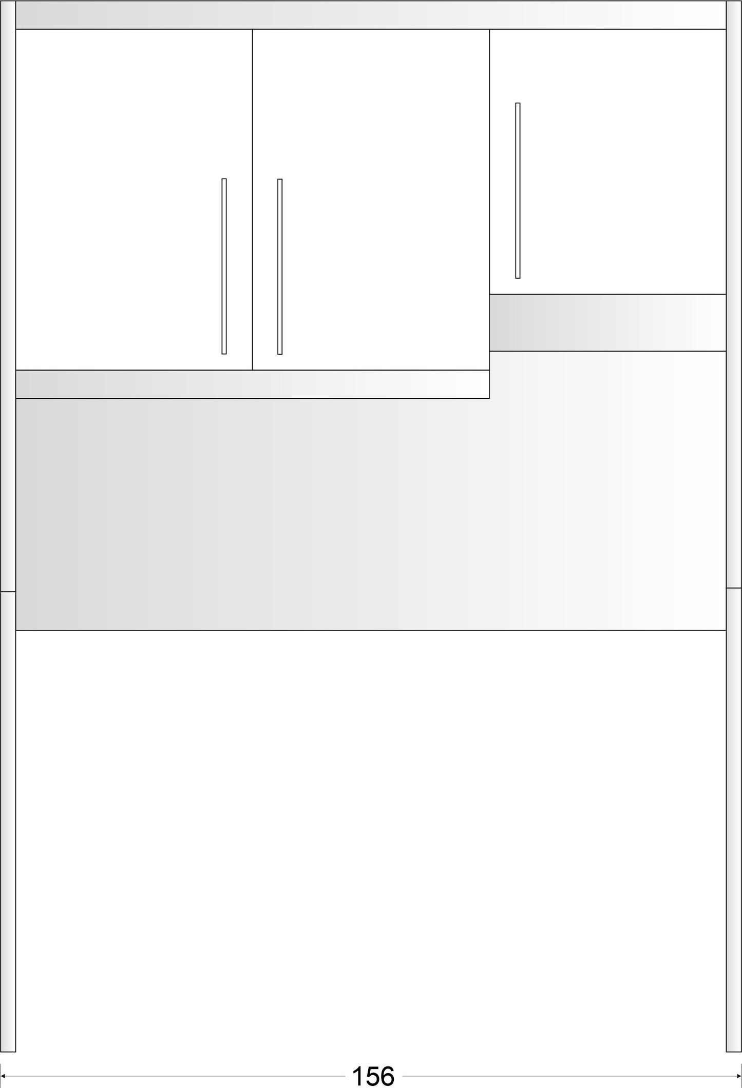 Kit Studioline SLDH 150 - 156  x 62 x h 222 cm con cappa